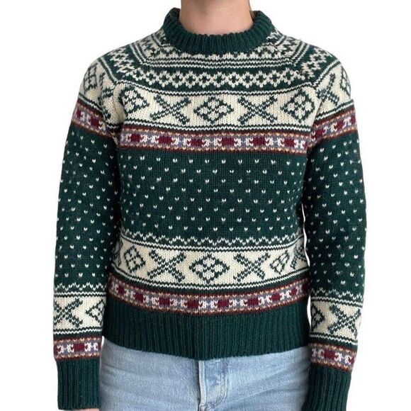 Vintage 90s Womens The Limited NWT Fair Isle 100% Wool Green Nordic Sweater Sz S - Picture 8 of 9
